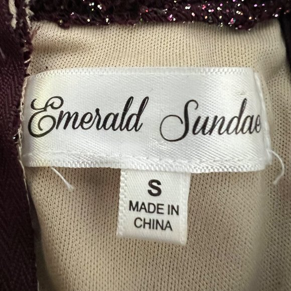 Emerald Sundae Plum Sequin Mini Dress Fit Flare Sleeveless Juniors size Small - Picture 9 of 12